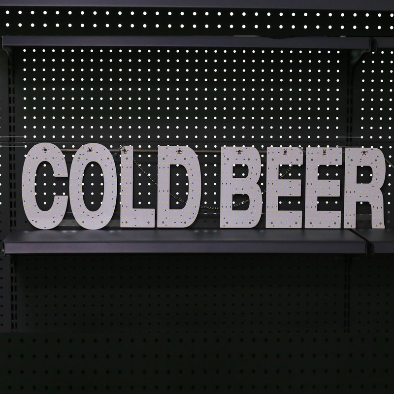 38"x10" Large LED White Cold Beer Sign for Business and