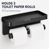 Dual Roll Toilet Paper Holder with Shelf – Black Aluminum