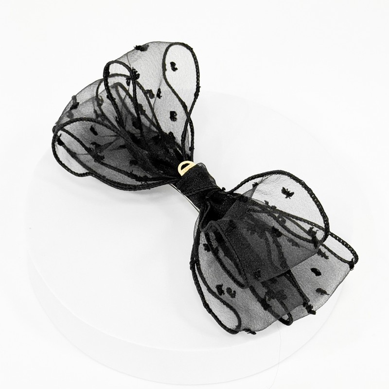 (2 types) Burnaby Feminine Chiffon Big Wide Hairpin Black /