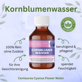 Kornblumenwasser – 250 ml Centaurea Cyanus Flower Water | Naturreines Blütenhydrolat ohne Alkohol | Für Gesicht, Augenpartie & DIY-Kosmetik | Vegan & pflanzlich (250 ml)