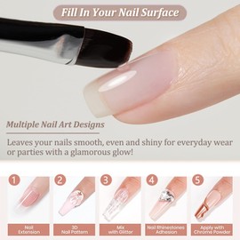 Nail Extension Gel - Clear Builder Gel for Nails - UV Polygel Nail Gel Long Lasting - 3D Nail Gel Poly Gel for Beginners - Hard Gel for Nails Repair Sculpting Rhinestones Nail Art