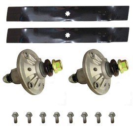 Set of 2 Spindle Assembly with Nut, Blade & Bolts Kit Fits John Deere 102, 105, 115, 125, 135, D100, D105, D110, D120, D130, LA100, LA105, LA110, LA115, LA120, LA125, LA135, X110, X120, X125