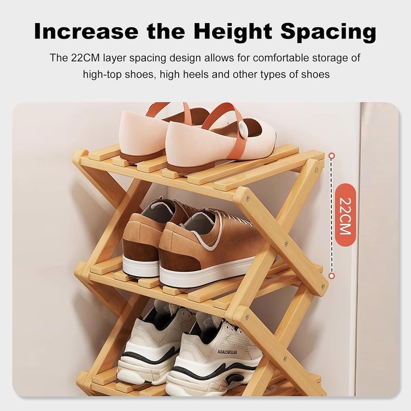 YYW Bamboo Shoe Rack for Entryway, Free Standing Shoe Racks