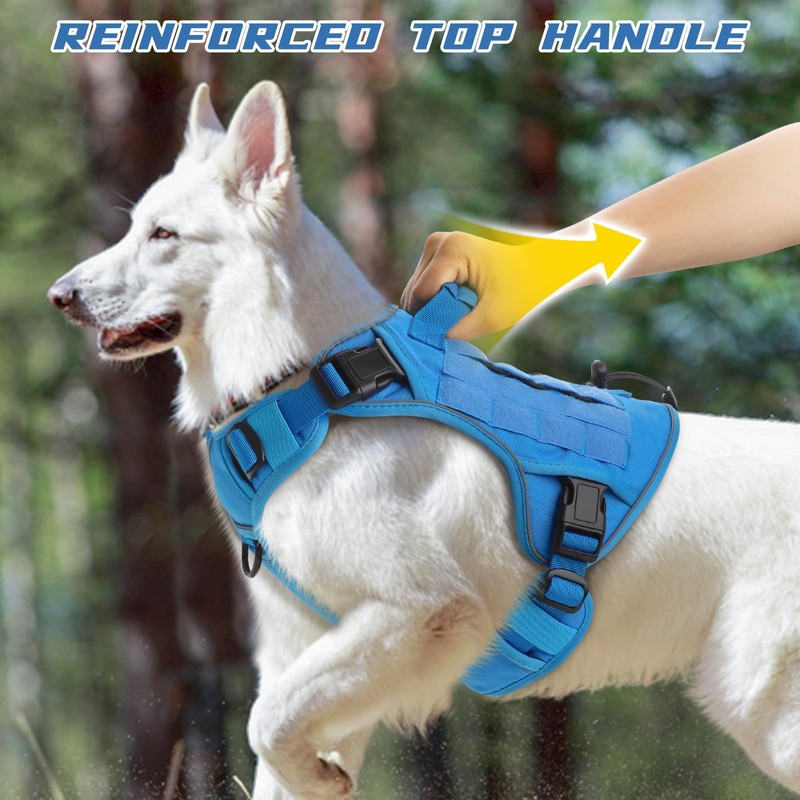 WINGOIN Blue Tactical Dog Harness for Large Dogs No Pull