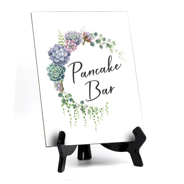 Signs ByLITA Pancake Bar Table Sign with Easel, Floral Crescent