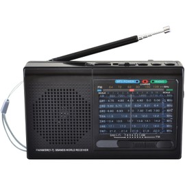 Supersonic 9-Band Rechargeable Radio with Bluetooth® and USB/microSD™ Card Input,...