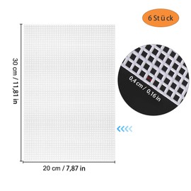 Pack of 6 Plastic Canvas Sheets, 30 x 20 cm, Cross Stitch Plastic Mesh, Plastic Mesh Canvas Sheet, Plastic Fabric Canvas Sheets, for Embroidery, Crafts, Knitting and Crochet, Transparent
