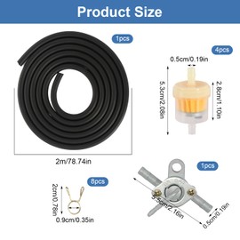 Benzinschlauch Kit, Motorrad Kraftstofffilter mit 2m Benzinschlauch 6mm 8 Schlauchschellen 4 Benzinfilter, Benzin Kraftstofffilter Inline Kraftstofffilter Set für Auto und Motorrad