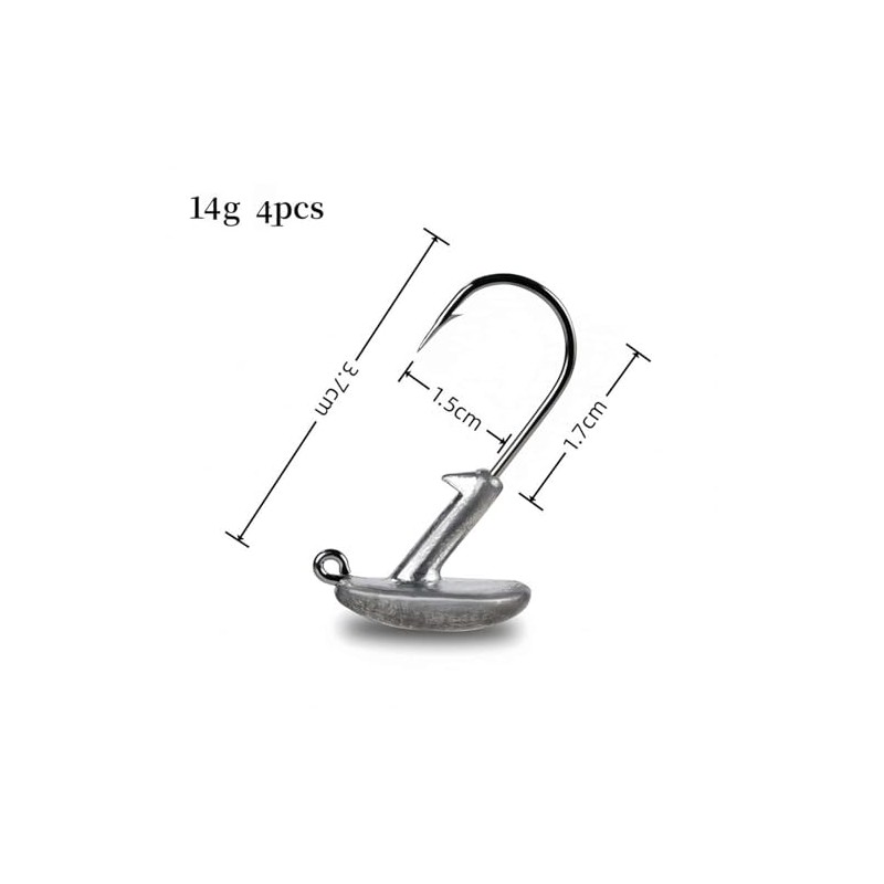 DAYUYUE 4 Stück Jigköpfe Angelhaken Kit weiche Köderhaken 14g Inklusive