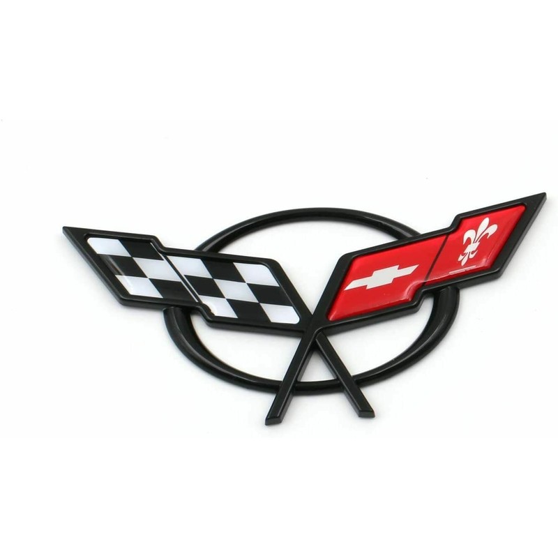 Front Nose & Rear Deck Lid Crossed Flags Emblems Car