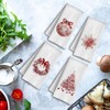 OVAcational Red Chinoiserie Christmas Kitchen Towels, Xmas Snowflake Wreath Decorative
