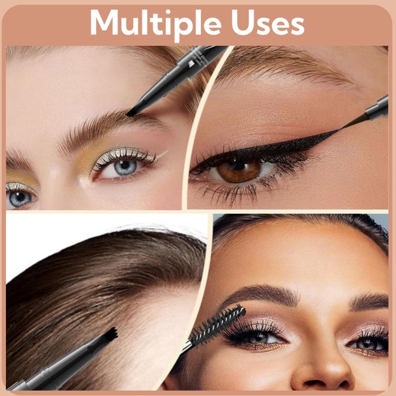 Weploda 2-in-1 Eyebrow Pencil, Long-Lasting Smudge-proof Eyebrow Penci, Liquid Eyebrow