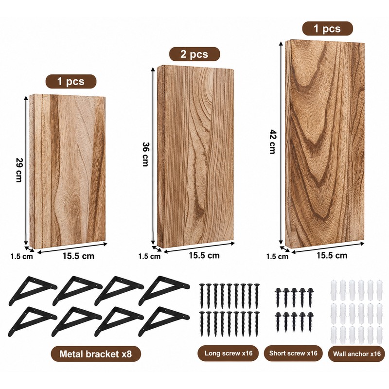 Wooden Floating Wall Shelf for Home Organization – Space-Saving Wall-Mounted