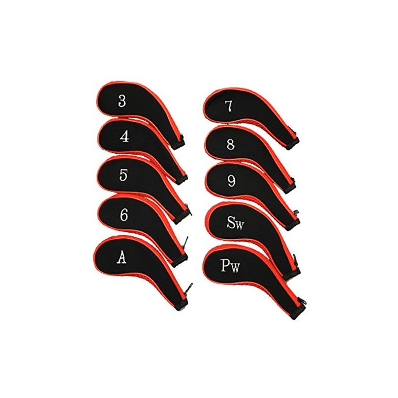 10 Pcs Cushion Zipper Golf Club Iron Covers Head Covers