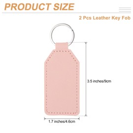 sourcing map 2pcs Leather Key Fob, PU Car Keychain Blanks Key Rings Key Holder for DIY Laser Engraving Birthday Father's Day Gifts, Lotus Pink