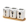 Faidely 3 Pieces Ceramic Utensil Holder with Wooden Tray for