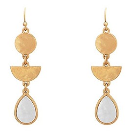 Rosemarie Collections Women's Drop Earrings Geometric Shapes with Two Tone Metal (Gold)