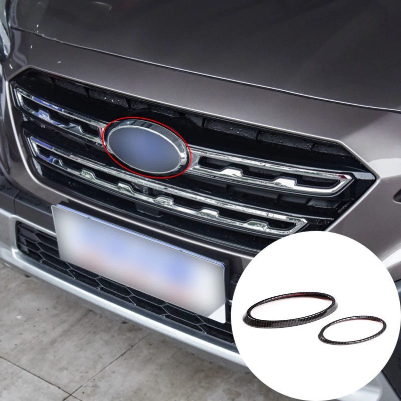 car-attention Carbon Fiber Front Rear Emblem Badge Logo Trim 2PCS