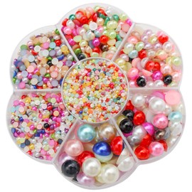 5900 Pcs Half Pearls for Crafts Color Nail Pearls for Nail Art Falt Back Pearls for Makeup Craft Pearls for Artists Creative DIY Flatback Pearls for Nails（2/3/4/5/6/8/10mm）