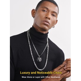 PROSTEEL 8mm Byzantine Chain Necklace For Men 24 Inch Stainless Steel Cool Chains