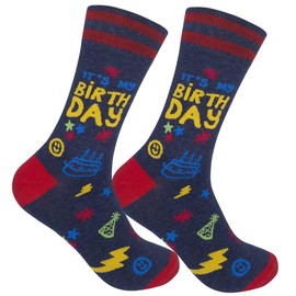 FUNATIC It's My Birthday Dress Socks for Men Women Boy Girl Adult Teen | Fun Day Apparel Gift Idea with Saying | Crazy Bday Outfit Accessory | Unisex Colorful Party Celebration Clothing Present