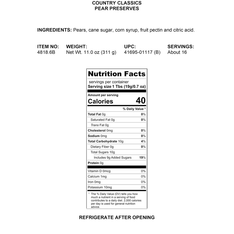 Braswell's Pear Preserves 11 oz.
