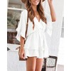 Valphsio Womens V Neck Beach Romper Ruffle Layered Drawstring Waisted