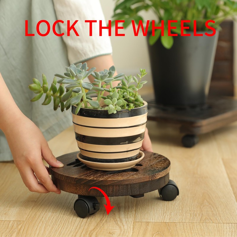 13" Plant Caddy Plant Stand with Wheels Rolling Plant Stand