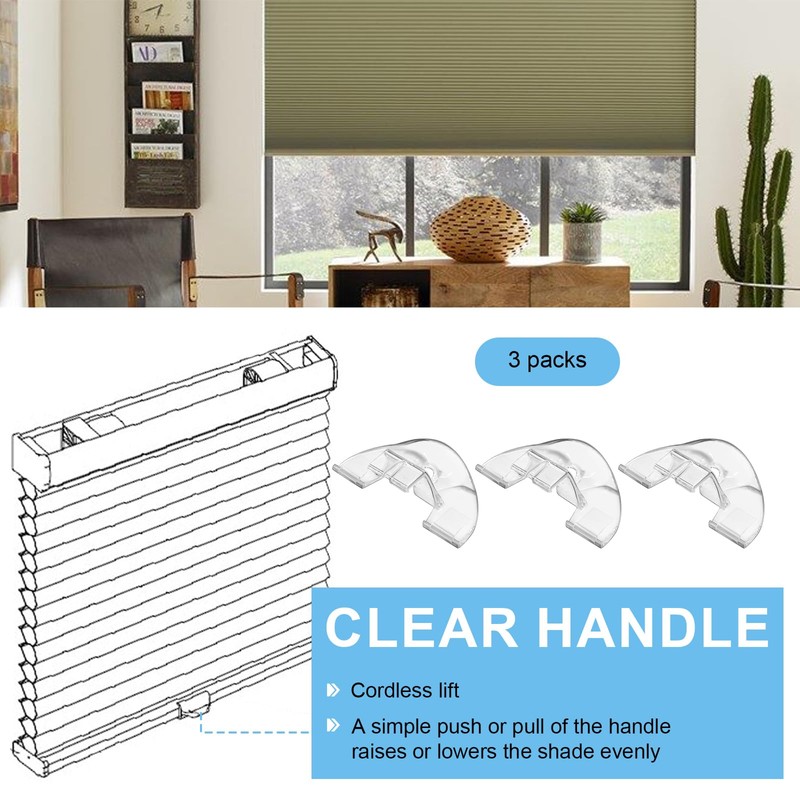 3 Pack Cordless Honeycomb Shade Lift Handles for Graber Bali