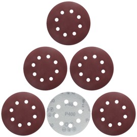 Qjaiune 25PCS 5 Inch Sanding Discs Hook and Loop 400 Grit Sanding Pads, 8 Hole Orbit Sander Pads Round Sandpaper Discs for Random Orbital Sander