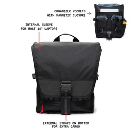 Chrome Industries Warsaw 30L Pack for Men & Women – Utility Backpack with Reflective Panel, Cargo Straps & Laptop Sleeve – Bag Is Made for Travel, Work, Hiking, School, Plane Carry-On – Black XRF