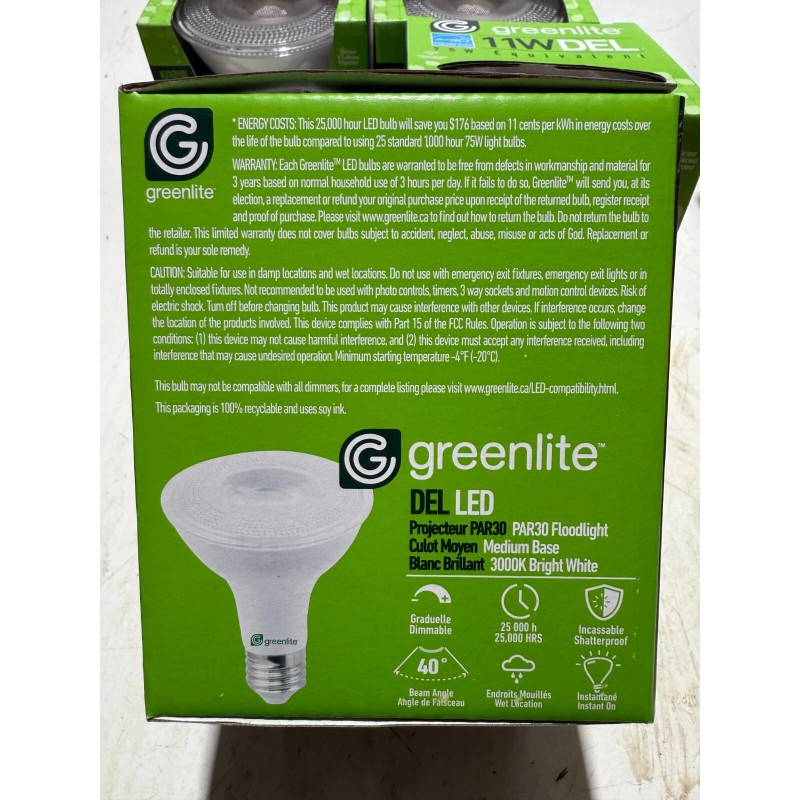 Greenlite Set Of 4! Weatherproof LED Flood Light Bulbs 11W