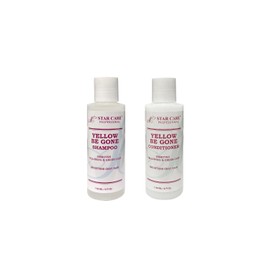 STAR CARE Yellow Be Gone Shampoo & Conditioner Set 4oz Each Clarifying Toning Duo for Blonde Gray Bleached Highlighted Hair Neutralizes Brass Restores Shine Hydrates Maintains Cool Tones 4oz/118ml