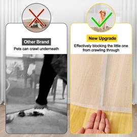 Reinforced 42” Extra Tall x 80” Wide Retractable Baby Gates with Rods to Prevent Crawling Through, Extra Tall Dog Gate for Large Openings Indoor Outdoor Long Mesh Gate for Stairs and Doorways, White