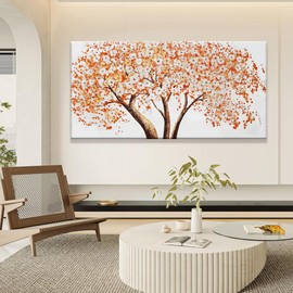Canvas Wall Art Decor Large Canvas Wall Art For Living Room Fall Colorful Wall Art Decor Tree of Life Wall Art Decor White Wall Art Prints Large Art Work For Bedroom Office Kitchen Wall Decor 29"x58"
