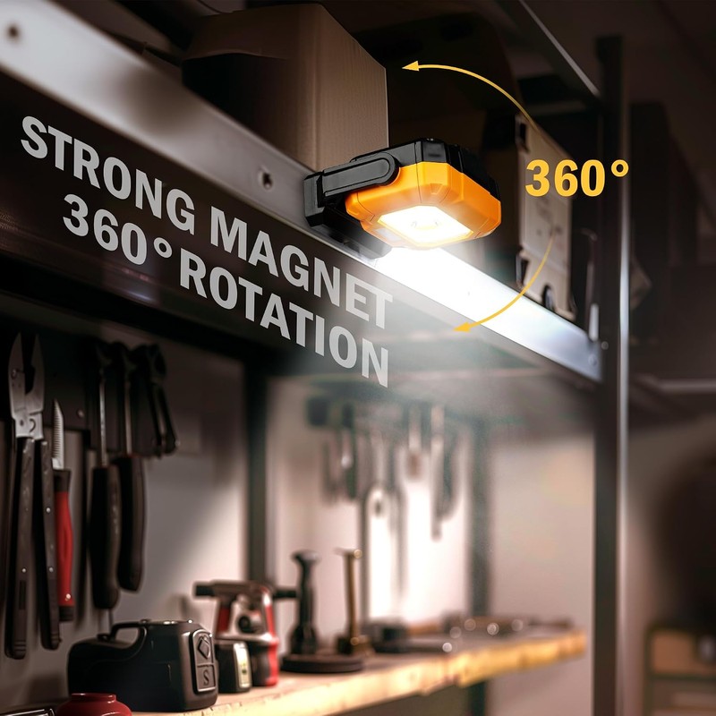 unibrite 2Pack Magnetic Work Light, 1200LM COB LED Rechargeable Work