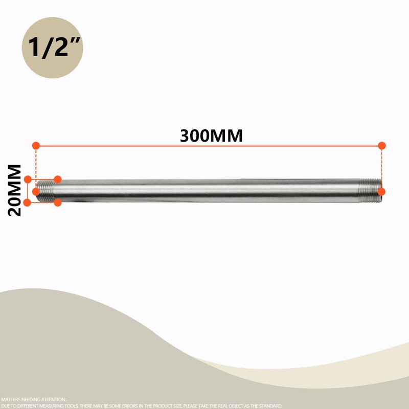 Bwintech 2 pieces 300 mm 1/2 inch male thread ×