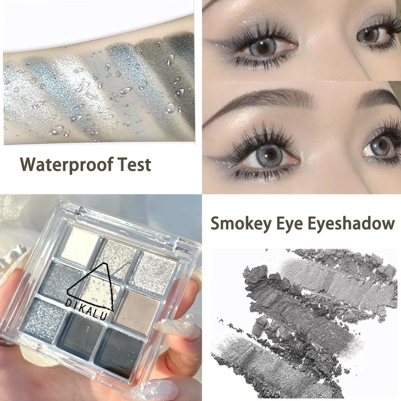 Black Eyeshadow Palette, Smokey Silver Glitter Gothic Eye Shadows Palettes