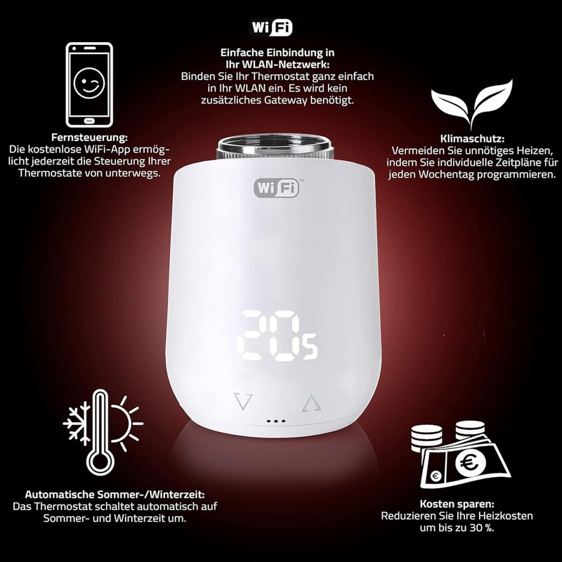 Eurotronic Comet Wifi, radiator thermostat, intelligent heating via WLAN, save