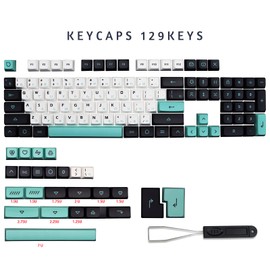 MOLGRIA Light Cyan Keycaps 129 Set for Mechanical Keyboard, Custom PBT XDA Profile Key Caps with Japanese Font for Gateron Kailh Cherry MX Switch 104/84/74/68/64/61 ANSI/ISO Keyboard
