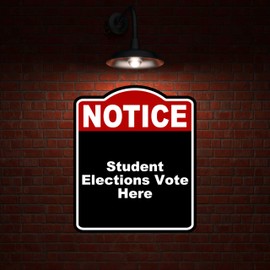 Student Elections Vote Here Notice Red Black Aluminum Composite Sign 15 x 18 inches