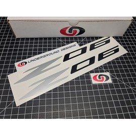 Z06 Decals (2pk) Corvette Racing 12" Accent Rocker Panel Window Stickers C5Z C6Z C7Z C8Z LSX LTX (Metallic Silver & Black)
