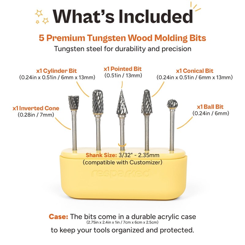Tungsten Wood Molding Bit Set – 5-Piece Precision Carving &