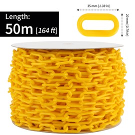MANCHAP 164 Ft Yellow Plastic Chain Links, Plastic Crowd Control Chain, Plastic Barrier Chain Safety Chain for Caution, DIY, Public Security