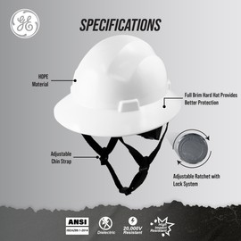 GE White Full Brim Hard HAT Non-Vented