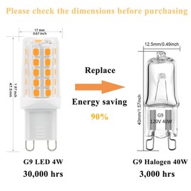 G9 LED Bulb, Dimmable 40W T4 G9 Bulb Halogen Equivalent, Soft White , Energy saving No Flicker, for Chandeliers, Pendants, Cabinet Lights, Pack of 5