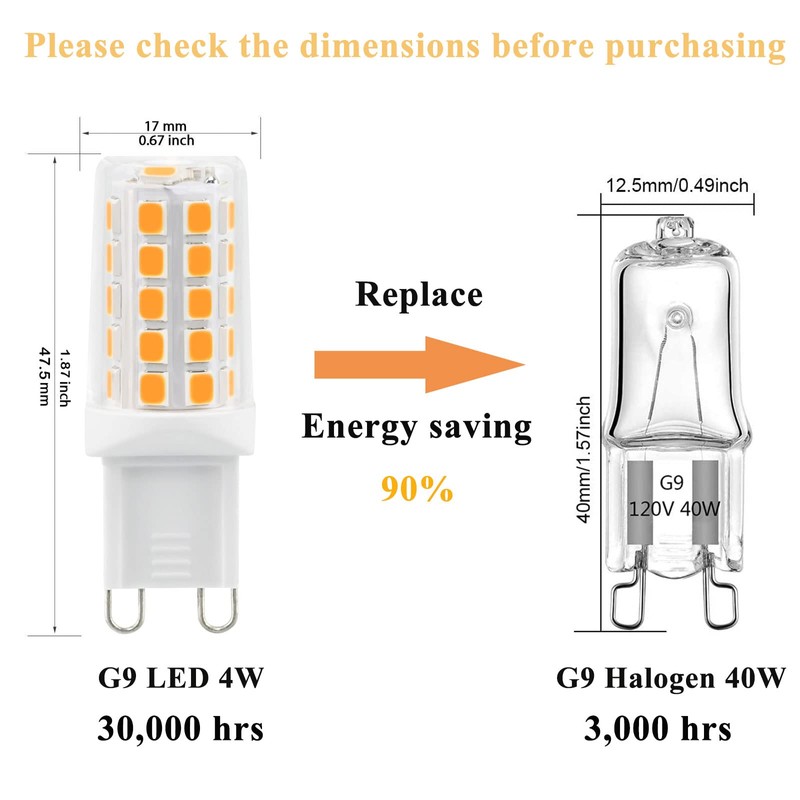 G9 LED Bulb, Dimmable 40W T4 G9 Bulb Halogen Equivalent,