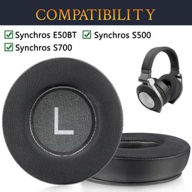 SOULWIT 90mm Cooling Gel Earpads Replacement for JBL Synchros E50 E50BT S500 S700 Wireless Headphones, Ear Pads Cushions with Noise Isolation Foam - Black