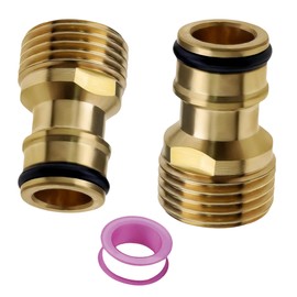 1/2 Inch External Thread Faucet Connector, Brass Garden Hose Faucet Connectors, Quick Connector for Garden Hose and Garden Nozzle Thread Faucet Adapter(2PCS)