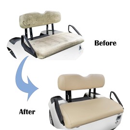 Prefer Warehouse Compatible with E-Z-Go TXT Golf Cart Staple-On Seat Cover, Tan Vinyl Front Replacement, Fits 1994-2013 Models, DIY Install Upholstery for Golf Cart Seat